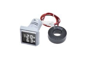 White AC50-500V 0-100A 22mm AD16-22FVA Square Cover LED Voltage and Current Dual Display Indicator Light with Transformer - View 1