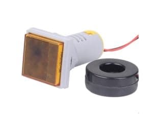 Yellow 0-100A 22mm AD16-22FSA Square Cover LED Ammeter Indicator Light with Transformer - View 1