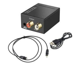 Black Digital Optical Coaxial to Analog RCA R/L Audio Converter with 3.5 mm Jack with USB Power Cable+Optical Cable - View 1