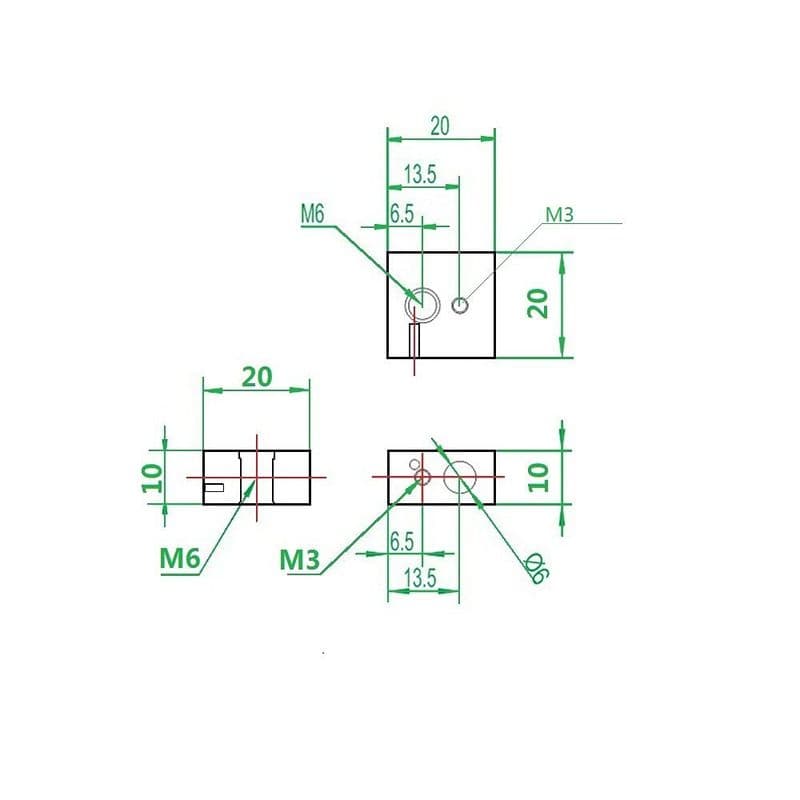 Aluminium Hot End Heating Block MK8 For 3D Printers - View 2