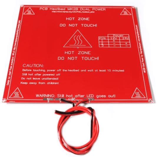 RepRap MK2B 3D printers Dual Power PCB HeatBed With 14AWG Cable (Red) - View 1