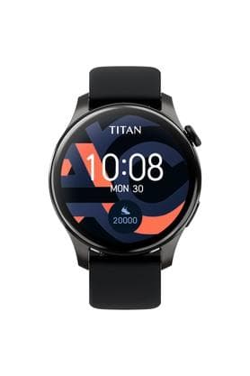 TITAN WEARABLES Mens 54.30 x 14 x 46.90 mm Black Dial Silicone Smart Watch - 90156AP01 - View 1
