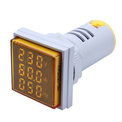 ProMax 3 in 1 Voltage Current Frequency Indicator Display Panel 22mm Yellow - View 1