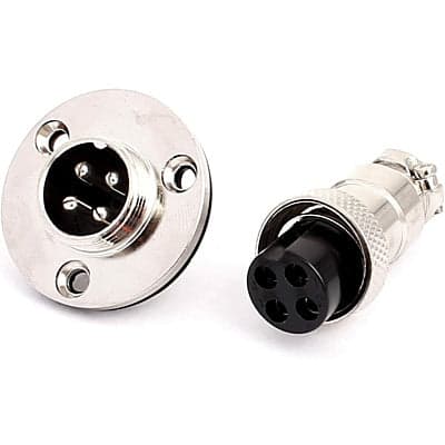 4 Pin GX16 Male Female Panel Mount Aviation Connector with 3 Hole Circular Flange - View 1