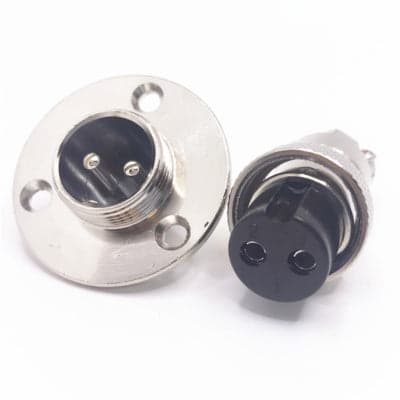 2 Pin GX16 Male Female Panel Mount Female Aviation Connector with 3 Hole Circular Flange - View 1
