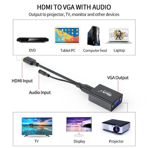 Black-i HDMI to VGA Converter with Audio - View 3