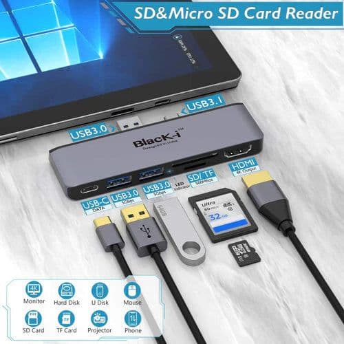 Black-i USB-C 7 in 1 Docking Station for Microsoft Pro - View 1