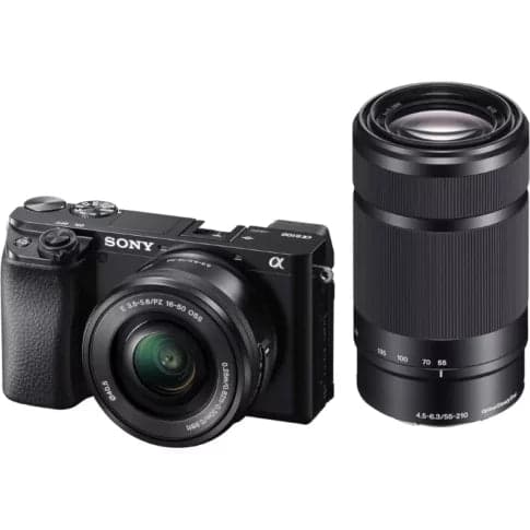 Sony Alpha ILCE-6100X with Upgraded SELP1650 (Ver 2) Power Zoom Lens + SEL55210 Lens - View 1