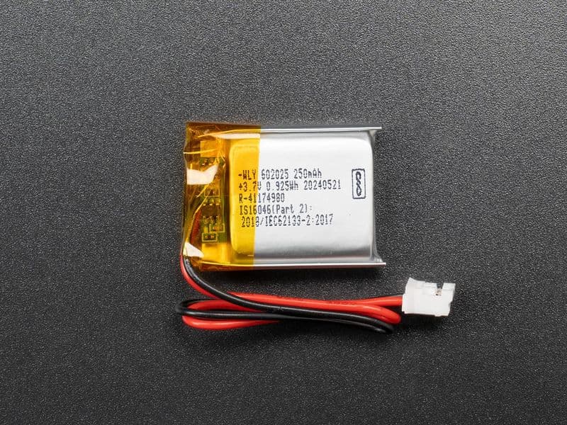 Lithium Ion Polymer Battery - 3.7V 250mAh - View 1