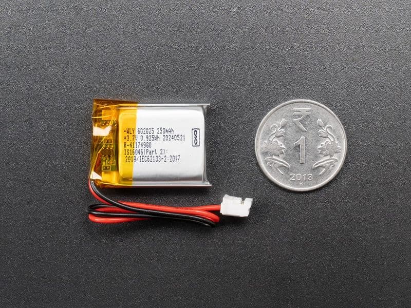 Lithium Ion Polymer Battery - 3.7V 250mAh - View 2