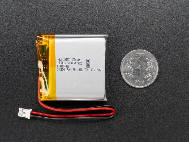 Lithium Ion Polymer Battery - 3.7V 1250mAh - View 2