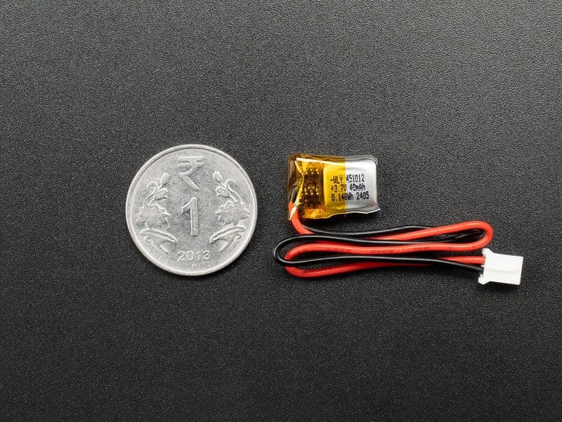 Lithium Ion Polymer Battery - 3.7V 40mAh - View 2