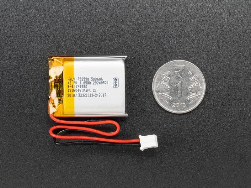 Lithium Ion Polymer Battery - 3.7V 500mAh - View 2