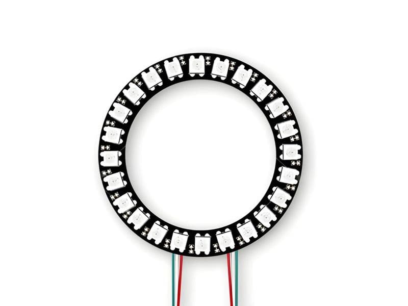 WS2812B 5050 RGB LED Ring with Wires and Connectors - View 1