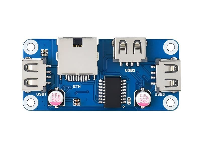 Ethernet with 3x USB HUB HAT (B) for Raspberry Pi Zero/ W/ 2W - View 1