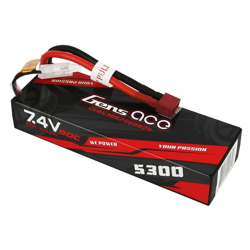 Gens Ace 5300mAh 7.4V 60C 2S1P HardCase Lipo Battery Pack 24# With Deans Plug - View 2