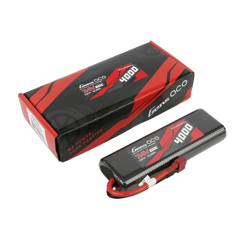 Gens Ace 4000mAh 7.4V 60C 2S1P HardCase Lipo Battery Pack 8# With Deans Plug - View 3