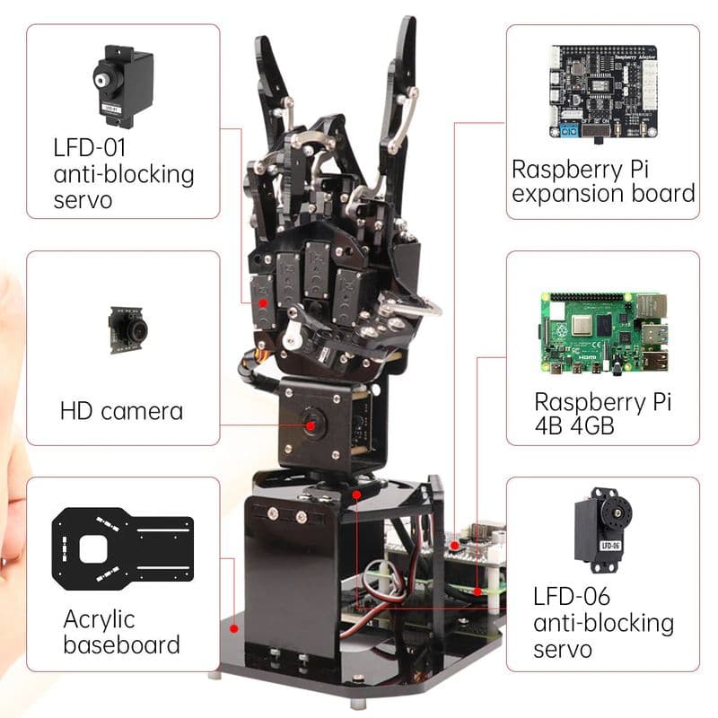 uHandPi Raspberry Pi Robotic Hand - View 3