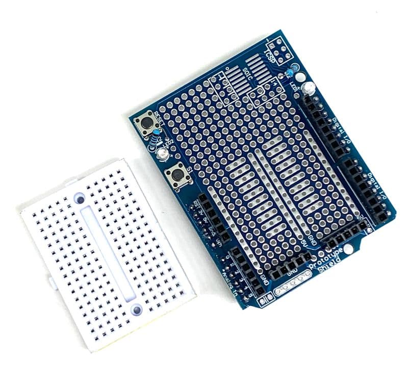 Proto Shield (Prototype) for UNO with mini Breadboard - View 1