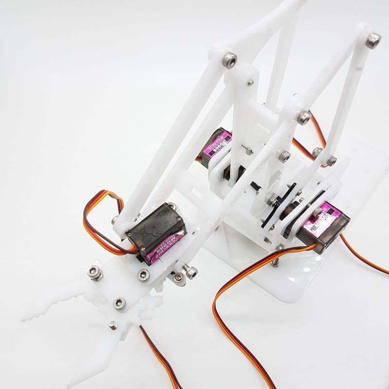 4 DOF white acrylic robotic arm MG90s kit - View 1