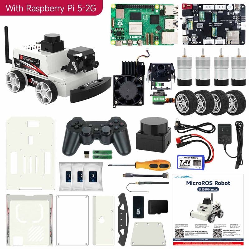 MicroROS-Pi5 ROS2 Robot Car for Raspberry Pi 5 (ROS2-HUMBLE + Python3) - View 2