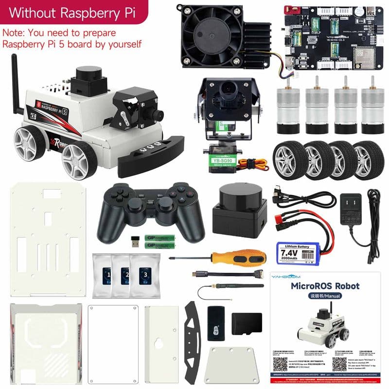 MicroROS-Pi5 ROS2 Robot Car for Raspberry Pi 5 (ROS2-HUMBLE + Python3) - View 3