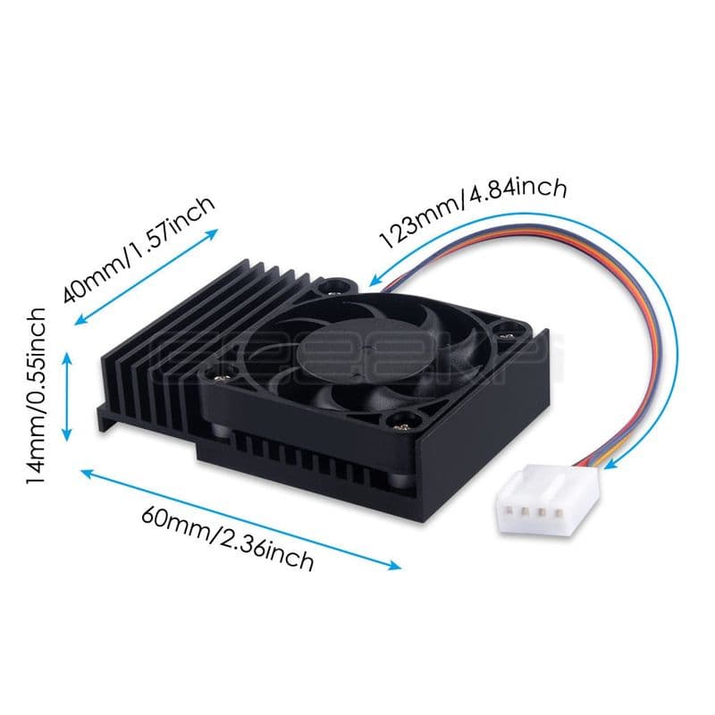 Jetson Nano Heat Sink with Integrated PWM Fan - View 1