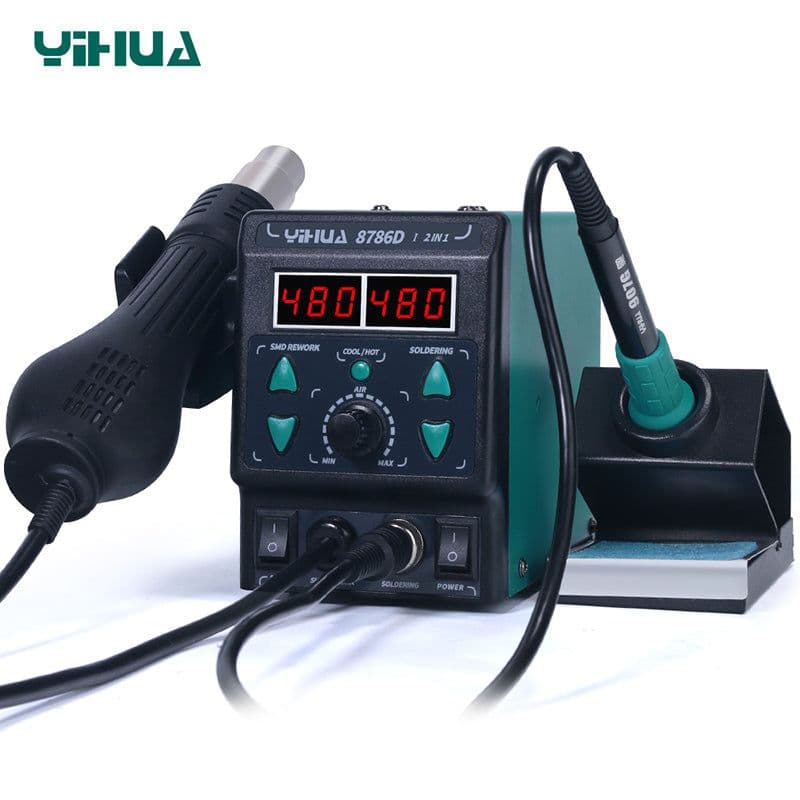YIHUA 8786D-I 750W Hot Air Rework Station with Soldering Iron - View 1
