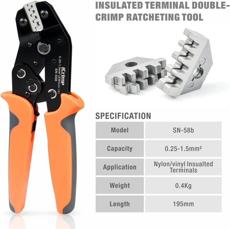 SN-58B Crimping Tool 0.25-1.5mm², AWG 24 - 16 Non-Insulated Crimper For Dupont Jumper Wires - View 2