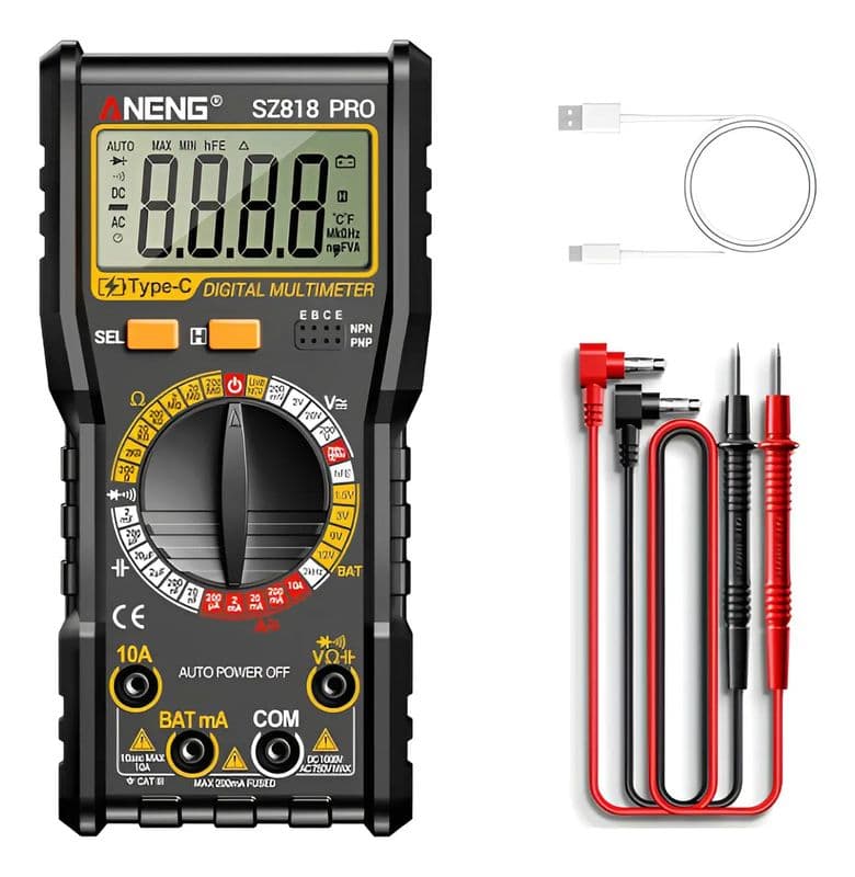 Aneng SZ818 PRO Multimeter with Type C Rechargeable Lithium Battery - View 3