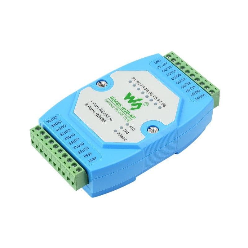 Industrial-grade Isolated 8-ch RS485 Hub, Rail-mount Support, Wide Baud rate Range - View 1