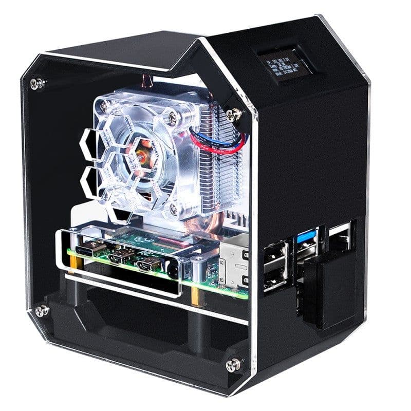 Mini Tower NAS Kit for Raspberry Pi 4B, support up to 2TB M.2 SATA SSD - View 2