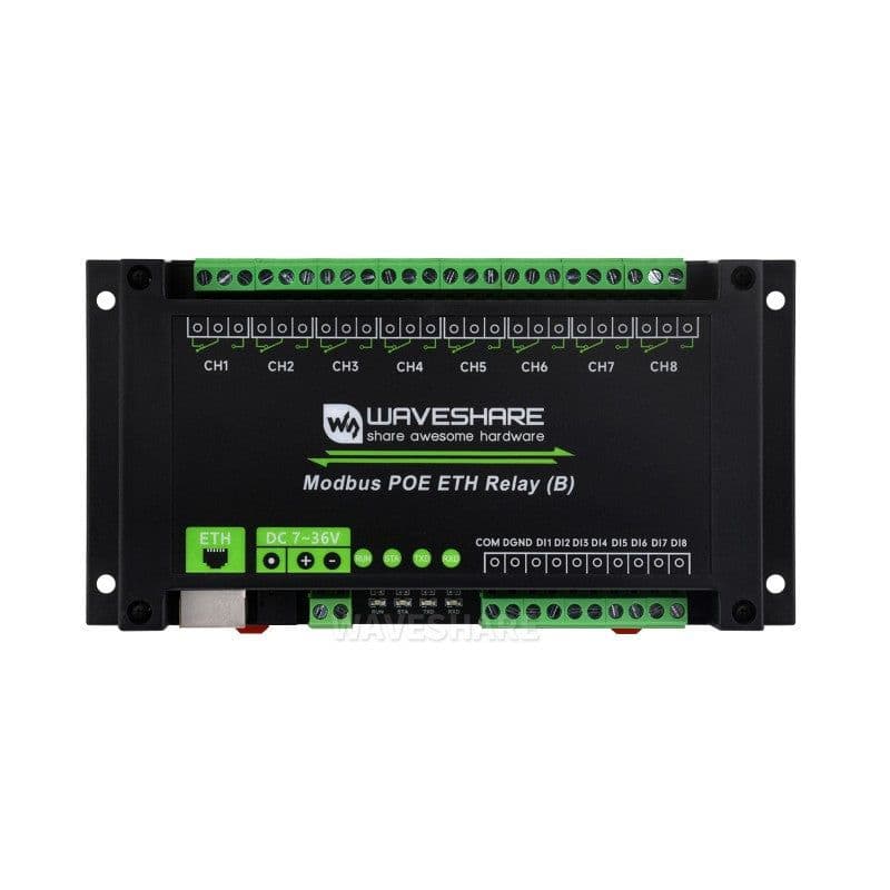 8-ch Ethernet Relay Module (B) With Digital Input, Modbus RTU/Modbus TCP Protocol, PoE Port Communication - View 3