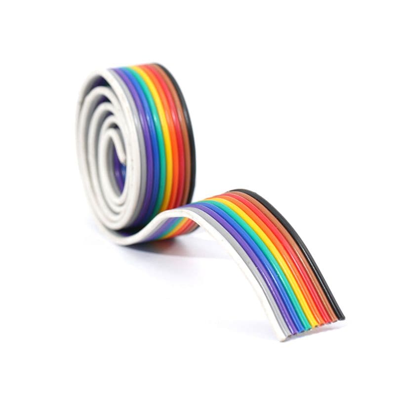 RAINBOW COLOURED 10 WIRE FLAT RIBBON CABLE 14/36 23 AWG 1 Meter - View 1