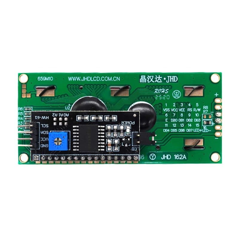 16x2 Green LCD Display Module with I2C Interface - View 2