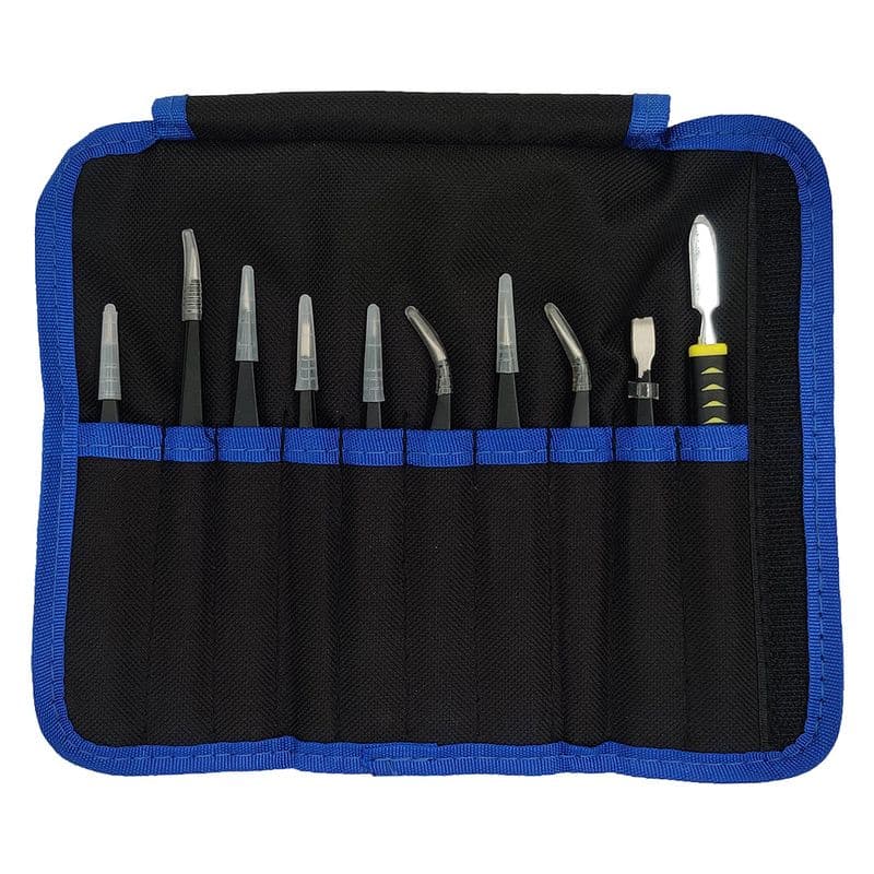 Anti Static Stainless Steel ESD Tweezer Set of 10 Pcs - View 1