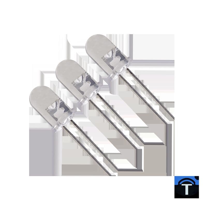 LED 5mm White Flat Top Ultra Bright Clear Lens - View 2