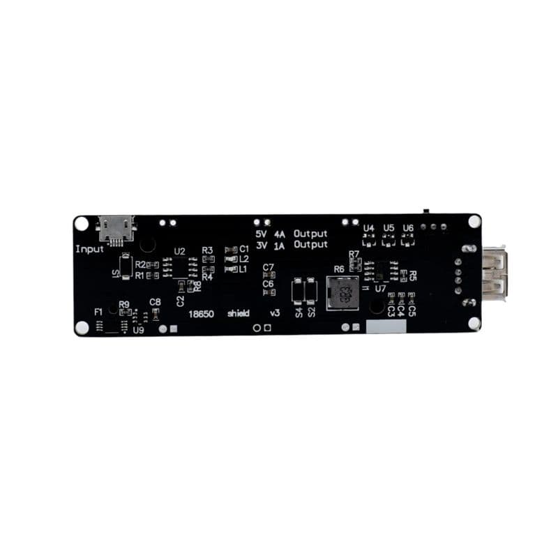 Portable 18650 Battery Shield V8 – Micro USB Input, Dual Output (5 V/3.3 V) for Raspberry Pi - View 2