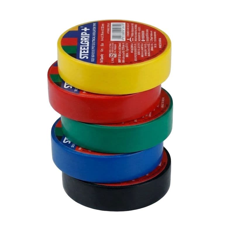 Insulation Tape Black, Blue, Green, Red, Yellow – Steel Grip Electrical PVC Tape - View 1