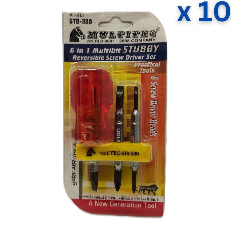 Multitec STB-330 6 in 1 Multi Bit Stubby Reversible Screw Driver Set - View 3