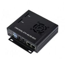 Waveshare Dual Gigabit Ethernet 5G/4G Mini-Computer Based on Raspberry Pi Compute Module 4 (NOT Included), Metal Case, with Cooling Fan (No Power Adapter) - View 1