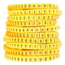 Self Locking Yellow Flexible Cable Marker PVC Ferrules (Numbered 0 to 9) 6 sq mm - View 1
