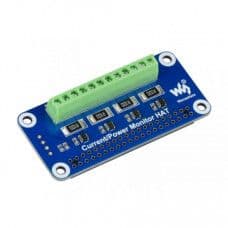 Waveshare 4-ch Current/Voltage/Power Monitor HAT for Raspberry Pi, I2C/SMBus - View 1