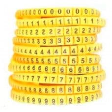 Self Locking Yellow Flexible Cable Marker PVC Ferrules (Numbered 0 to 9) 0.5 sq mm - View 1