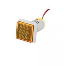 Yellow AC50-500V 0-100A 0-100Hz 22mm AD16- 22AVHz Square Cover LED Voltage Current Hertz Three Display Indicator - View 1
