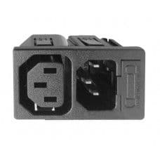 MX 1 Outlet AC Male + 1 Outlet AC Female Lock Type with Fuse For Computer Power Supply (MX-3197) - View 1