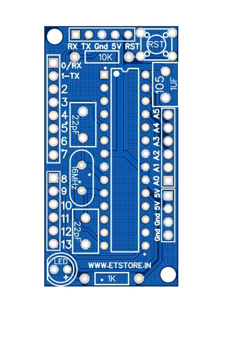 ATMEGA328 OR ATMEGA8 BREAKOUT BOARD PCB WITH COMPONENTS UNSOLDERED DIY ET5676 - View 2
