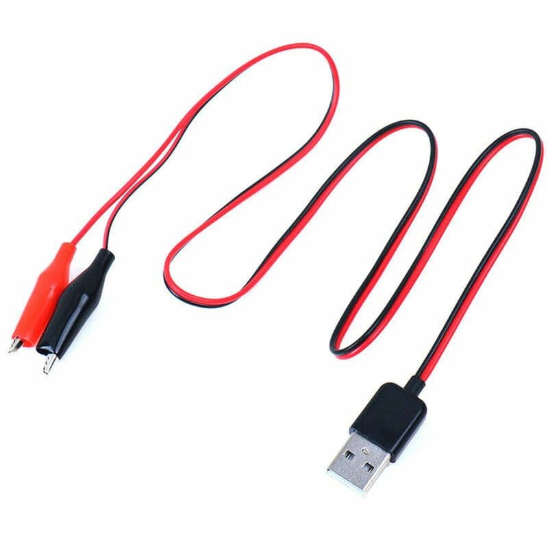 Alligator Test Clips Clamp To USB Male Connector Power Supply Adapter Wire 58cm Cable Red And Black - View 2