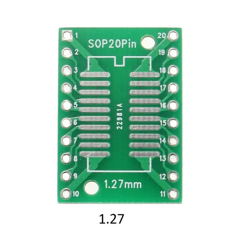 SOP20 SSOP20 TSSOP20 patch to DIP DIP 0.65 / 1.27mm adapter board PCB - View 3