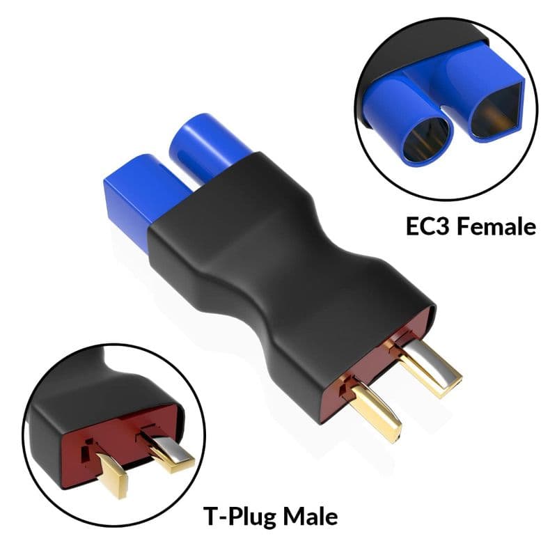 T-Plug Male to EC3 Female Connector Adapter for RC LiPo Battery Converter - View 2